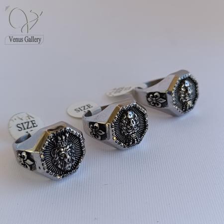 253.jpg انگشتر مردانه مدل شیر استیل رنگ نقره ای - Image 1