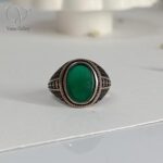 انگشتر نقره مردانه عقیق سبز کد 8161 - Image 2