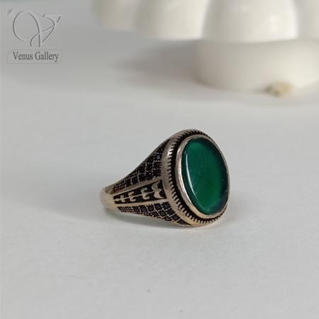 257.jpg انگشتر نقره مردانه عقیق سبز کد 8161 - Image 3