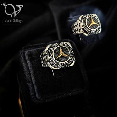 27-1.jpg انگشتر نقره مردانه طرح مرسدس بنز با رکاب رولکس کد 4283 - Image 1