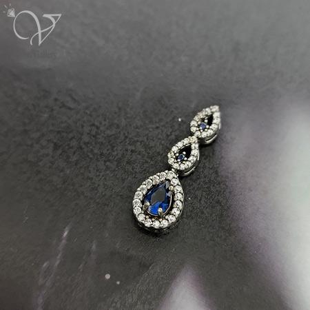 27-4.jpg سرویس نقره نگین آبی زنانه طرح اشکی کد 9143 - Image 4