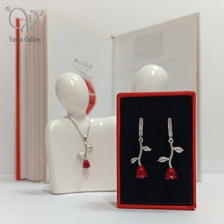 28-2.jpg نیم ست نقره زنانه طرح گل رز جواهری کد 9212 - Image 1