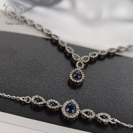 29-1.jpg سرویس نقره نگین آبی زنانه طرح اشکی کد 9143 - Image 3