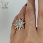 انگشتر نقره جواهری طرح طلا مدل خورشید کد 4349