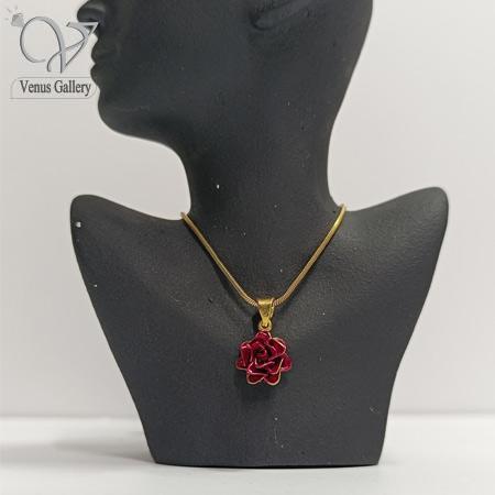 3-10.jpg گردنبند نقره مدل گل رز قرمز صدفی کد 8221 - Image 1