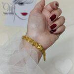 دستبند نقره زنانه بیروتی مدل پولکی طرح طلا  رنگ طلایی کد 5785 - Image 2