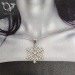 گردنبند نقره زنانه مدل دونه برفی جواهری و براق کد 9053 - Image 2