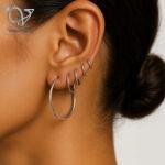 گوشواره حلقه‌ای نقره زنانه مینیمال، ضد حساسیت و مناسب استفاده روزانه کد 974 - Image 6