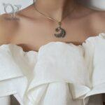 مدال نقره زنانه سنگ اونیکس مشکی ظریف و مینیمال کد 5255 - Image 2