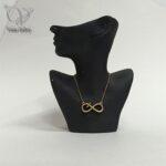 گردنبند نقره دخترانه طرح بی نهایت و صلیب رنگ طلایی کد 8893 - Image 2