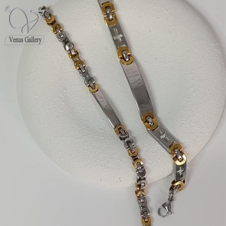 3-9.jpg ست دستبند استیل پلاک دار مدل بافت آفریقایی و یونیسکس کد 8576 - Image 1