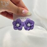 گوشواره دخترانه طرح گل و مروارید کد 10228 - Image 7