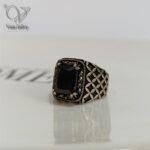 انگشتر نقره مردانه سنگ اونیکس مشکی رکاب طرح ونکلیف کد 5074