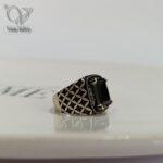 انگشتر نقره مردانه سنگ اونیکس مشکی رکاب طرح ونکلیف کد 5074 - Image 3
