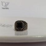 انگشتر نقره مردانه سنگ اونیکس مشکی رکاب طرح ونکلیف کد 5074 - Image 4