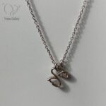 گردنبند نقره دخترانه طرح دو قوی عاشق کد 7839 - Image 2