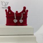 نیم ست نقره دخترانه طرح قلب جواهری پرنگین کد 8777 - Image 2