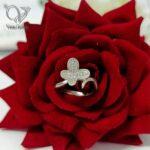 انگشتر نقره دخترانه ظریف و پرنگین طرح سنجاقک کد 5329