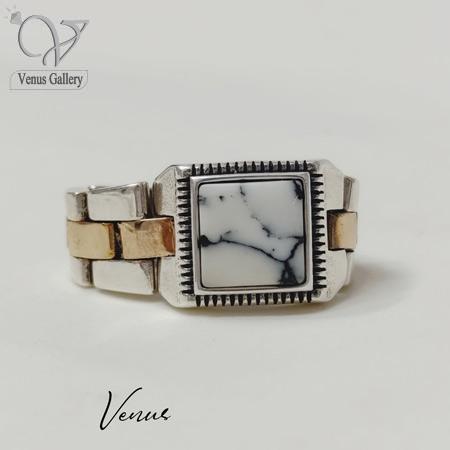 37-4.jpg انگشتر نقره مردانه رکاب بند ساعتی رولکس با سنگ هولیت کد 9901 - Image 1