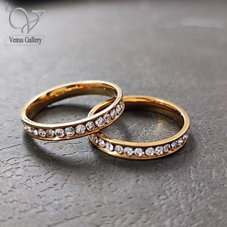 38.jpg انگشتر | حلقه دور نگین طلایی استیل کد 4294 - Image 1