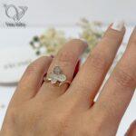 انگشتر نقره دخترانه ظریف و پرنگین طرح سنجاقک کد 5329 - Image 2