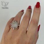 انگشتر نقره جواهری طرح طلا مدل خورشید کد 4349 - Image 2