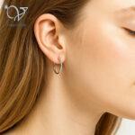 گوشواره حلقه‌ای نقره زنانه مینیمال، ضد حساسیت و مناسب استفاده روزانه کد 974 - Image 7