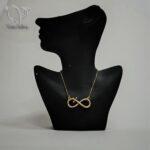 گردنبند نقره دخترانه طرح بی نهایت و صلیب رنگ طلایی کد 8893