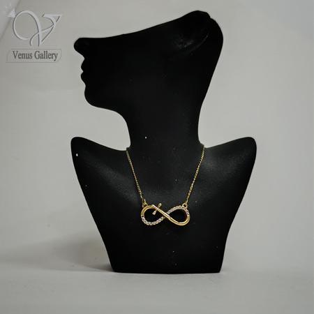 4-5.jpg گردنبند نقره دخترانه طرح بی نهایت و صلیب رنگ طلایی کد 8893 - Image 1
