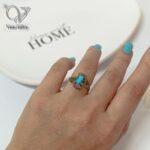 انگشتر نقره زنانه فیروزه نیشابور اصل نگین مارکازیت کد 4829 - Image 3