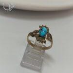 انگشتر نقره زنانه فیروزه نیشابور اصل نگین مارکازیت کد 4829 - Image 4