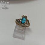 انگشتر نقره زنانه فیروزه نیشابور اصل نگین مارکازیت کد 4829