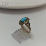 انگشتر نقره زنانه فیروزه نیشابور اصل نگین مارکازیت کد 4829 - Image 2