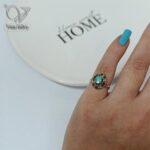 انگشتر نقره زنانه نگین مارکازیت با سنگ اصل فیروزه نیشابور معدنی کد  4838