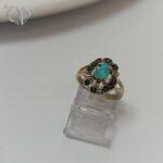 انگشتر نقره زنانه نگین مارکازیت با سنگ اصل فیروزه نیشابور معدنی کد  4838 - Image 2