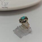 انگشتر نقره زنانه نگین مارکازیت با سنگ اصل فیروزه نیشابور معدنی کد  4838 - Image 3