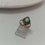 انگشتر نقره زنانه نگین مارکازیت با سنگ فیروزه نیشابور کد 4909