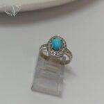 انگشتر نقره زنانه جواهری با سنگ فیروزه نیشابور اصل کد 4831 - Image 2