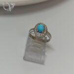 انگشتر نقره زنانه جواهری با سنگ فیروزه نیشابور اصل کد 4831