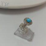 انگشتر نقره زنانه جواهری با سنگ فیروزه نیشابور اصل کد 4831 - Image 4