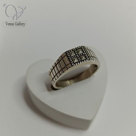 42-1-1.jpg انگشتر نقره مردانه تمام مارکازیت شیک کد 5320 - Image 1