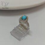 انگشتر نقره زنانه جواهری با سنگ فیروزه نیشابور اصل کد 4831 - Image 3