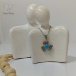 گردنبند نقره زنانه نگین مارکازیت سیاه قلم برند هانگ با سنگ فیروزه کد 4923 - Image 2