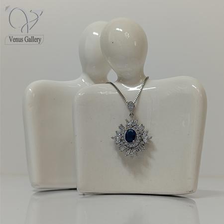 429.jpg گردنبند نقره جواهری نگین آبی زنانه کد 4919 - Image 1