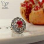 انگشتر نقره زنانه جواهری سنگ یاقوت سرخ اصل و معدنی کد 4975 - Image 3