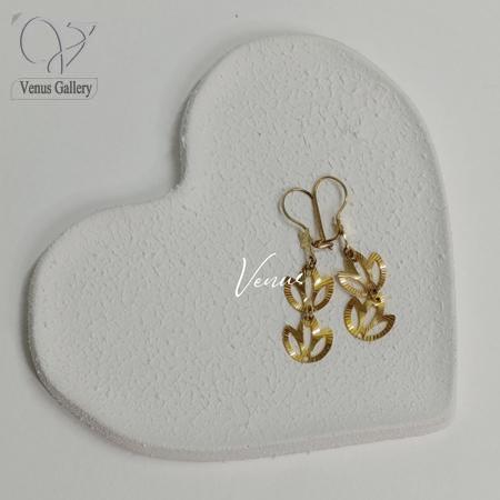 462.jpg گوشواره نقره طرح گل لاله آبکاری طلای زرد کد8435 - Image 1