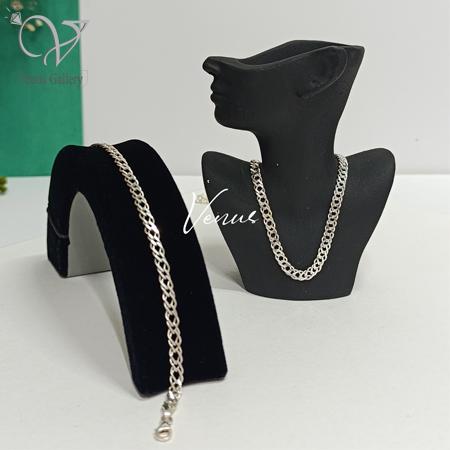 464.jpg نیم ست مردانه زنجیر و دستبند کارتیه سه تراش ایتالیایی کد 6590 - Image 1