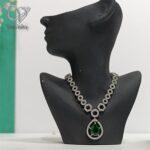 سرویس نقره جواهری با سنگ زمرد اتمی کد 6512