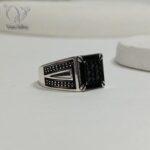 انگشتر نقره مردانه ترک با نگینهای اتمی مشکی کد5316 - Image 3