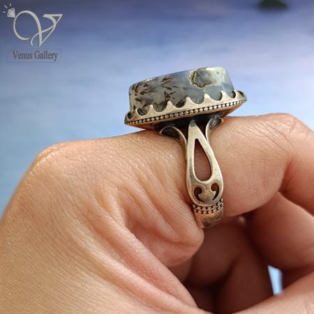 5-2-3.jpg انگشتر نقره مردانه رکاب دستساز و کلکسیونی سنگ شجر اصل و فاخر کد 6102 - Image 1